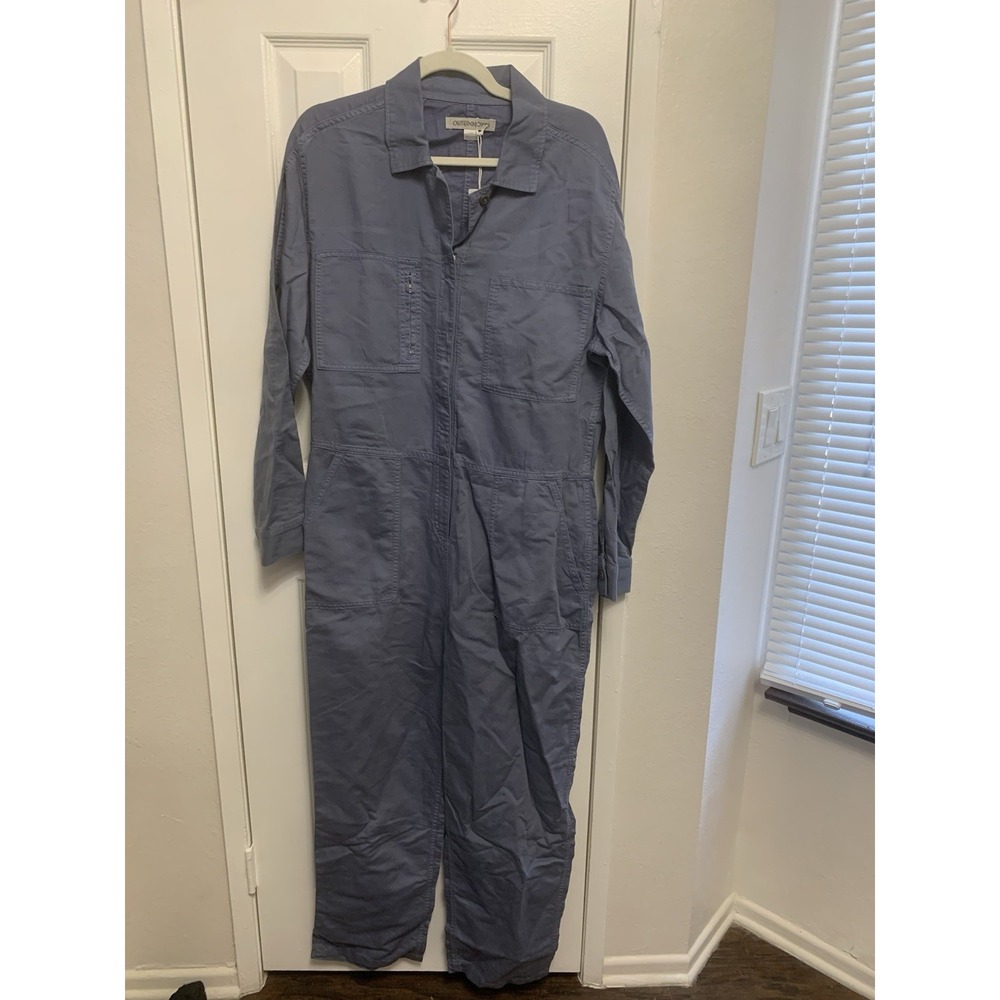 NWT Outerknown Station Jumpsuit Linen Cotton Utility Coverall Blue Large